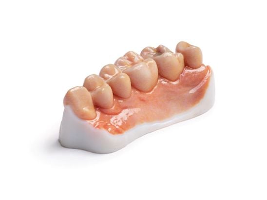 Dentures 3D printed with Statasys VeroVivid material